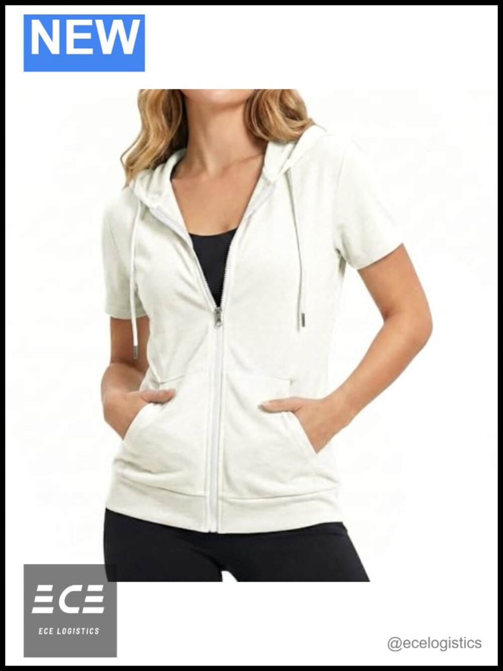 Slim Fit Zip Up Hoodie Short Sleeve Thin Jacket
